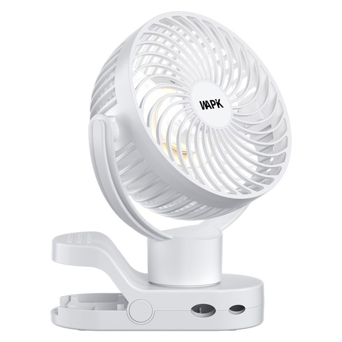와피크 무선 미니 캠핑 탁상용 클립형 리모컨 360도 자동 회전 선풍기 F8pro 5000mAh, 화이트