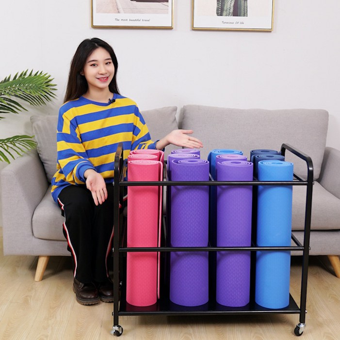 HAMMER 요가 매트 정리대 거치대 수납함 360도 회전 바퀴 요가용품 수납함 이동식 수납 스탠드 헬스장 운동