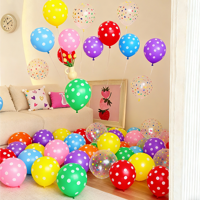 컬러풍한 도트 풍선 30cm 50개 세트 혼색혼합 1세트