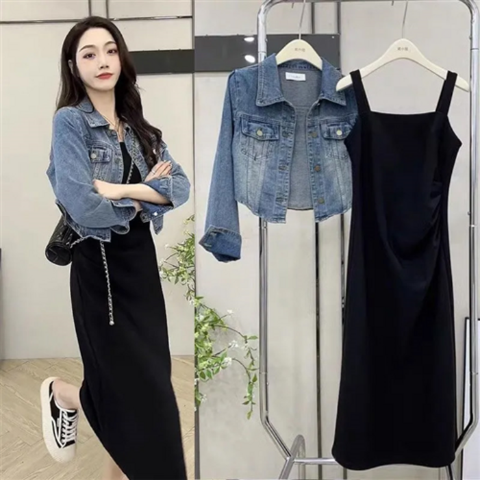 TT1487데님 자켓 원피스 투피스 세트