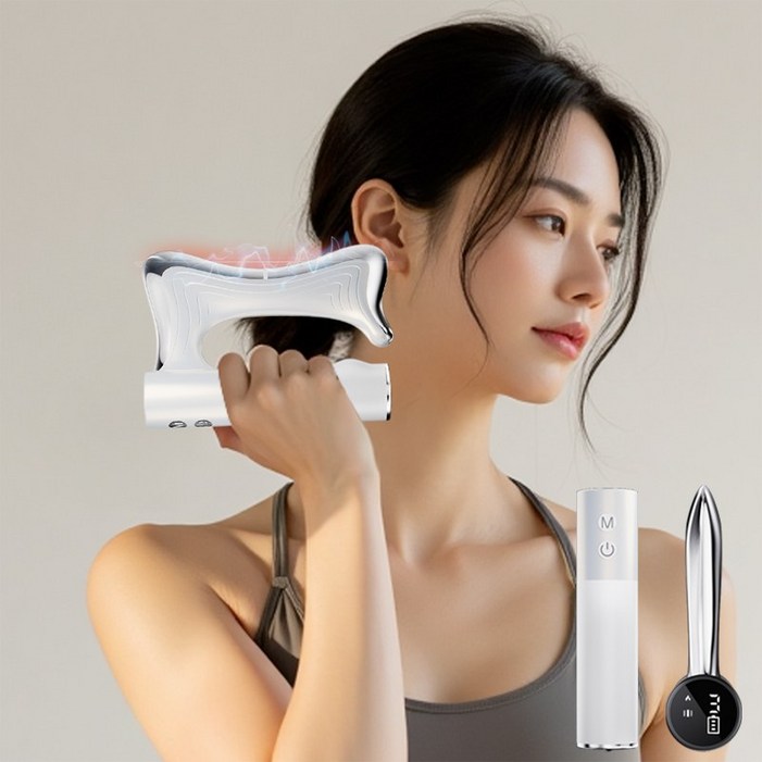 YINUO 근막 괄사 저주파 마사지기 저주파기 고성능 미세전류 바디 라인 관리 M062, 화이트