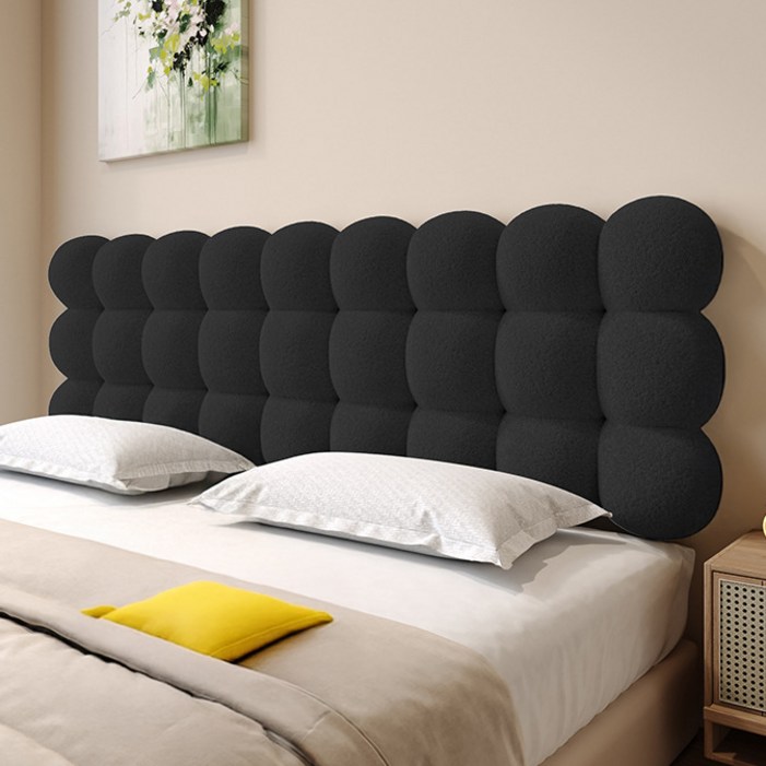 자바조이 침대 헤드 쿠션 구름 등받이 커버 보드 리폼 등 머리 벽 가드, 클래식 블랙