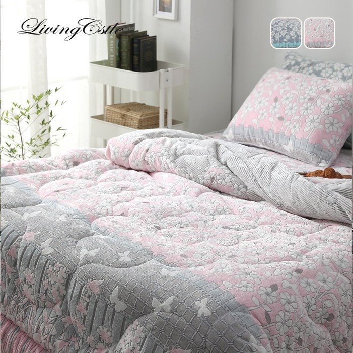 국산 리빙캐슬 플루이 5mm착번아웃 극세사 차렵이불