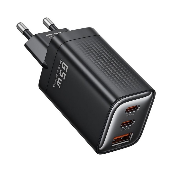Toocki GaN PPS PD 65W 2C1A 3포트 초고속 멀티충전기, 1개, 블랙