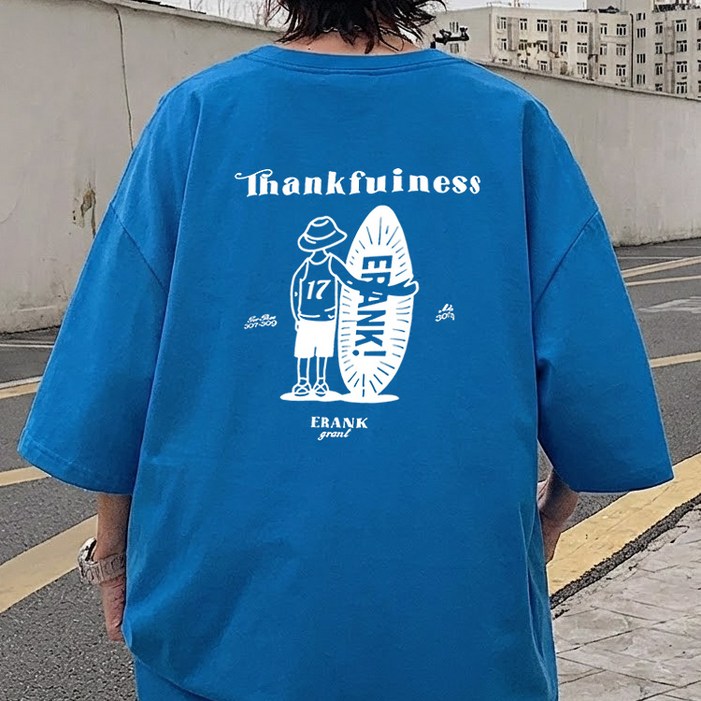 JBOOM 남자 오버핏 반팔티 서핑 프린트 티셔츠