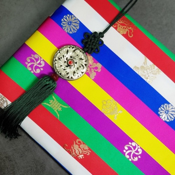 국내제작) 금박 색동한복천 한복원단 전통선물포장 예단장식 명절선물포장 용돈봉투장식 한복소품 전통소품