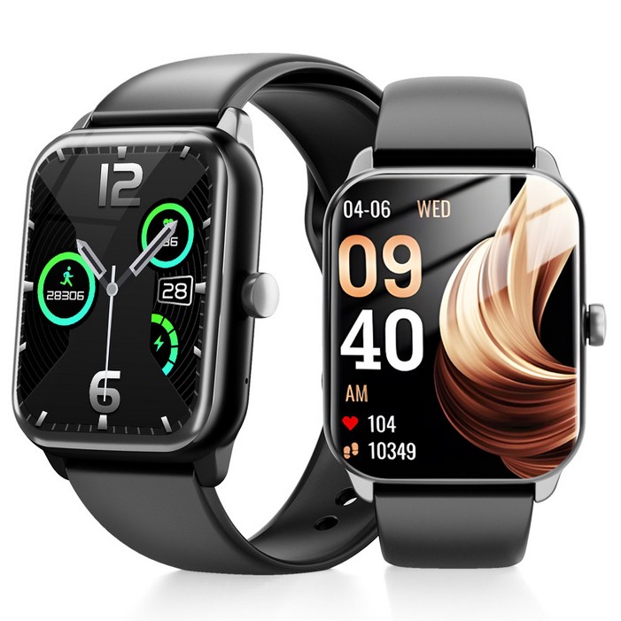 ebeiya 통화가능 스마트워치 대화면 운동측정 알림 확인 가능한, 블루투스, 4.65cm, 블랙