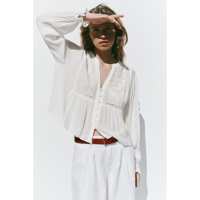 1S0033 자라여름신상 여자블라우스 자수 펀칭셔츠  8741022