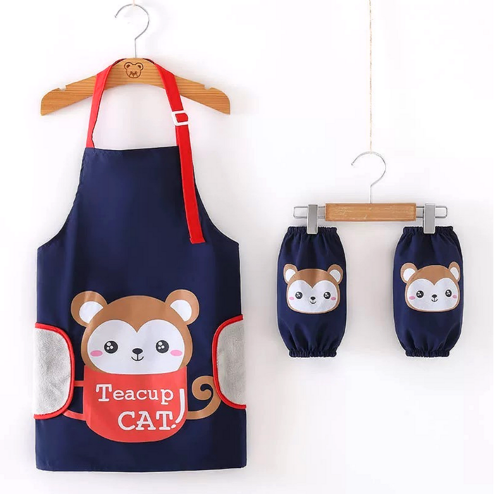 어린이 앞치마세트 두건 팔토시 곰돌이 미술가운