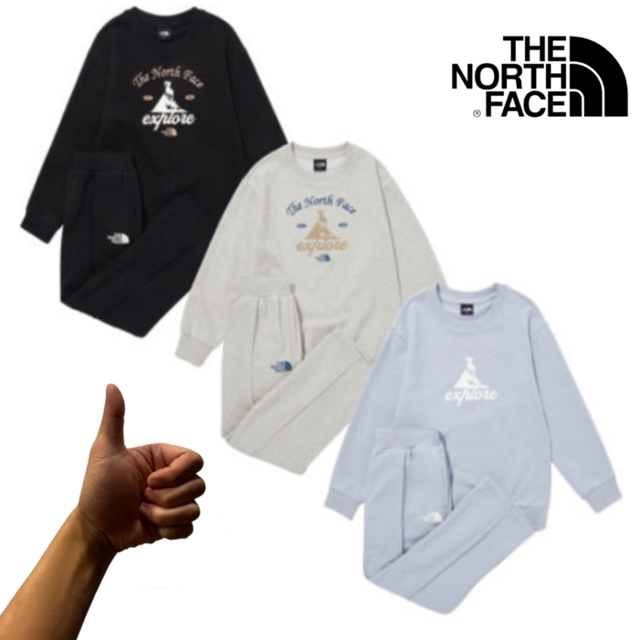 노스페이스 키즈 상하복 세트 맨투맨바지 남아 여아 맨투맨 상하세트 익스플로어 스웻 셋업 간절기 트레이닝 스웻세트 아동 외출복 동원복 셋업