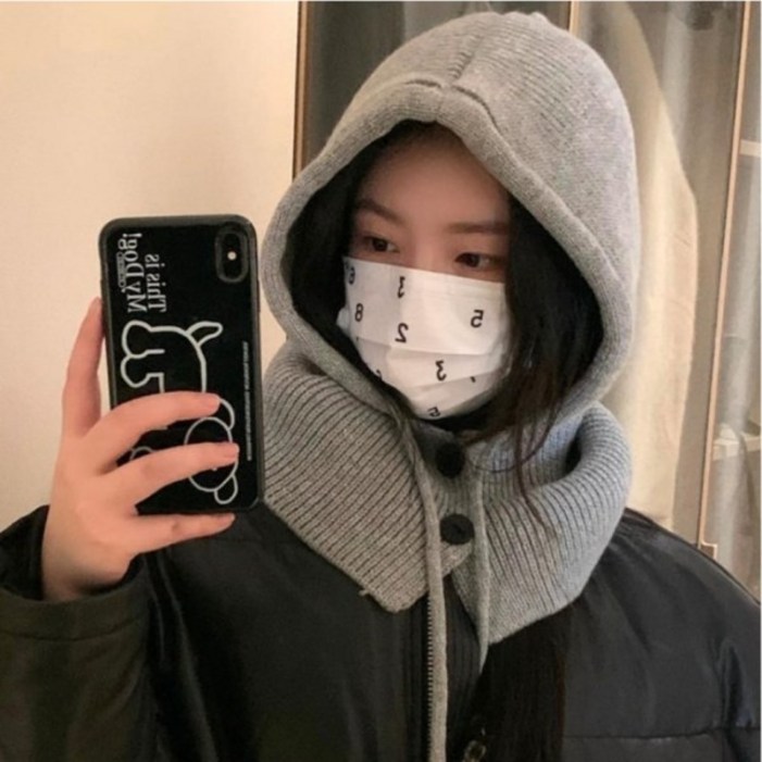 템팔 여성 울니트 바라클라바 넥워머 후드워머 포근한 겨울모자 겨울워머 여성바라클라바