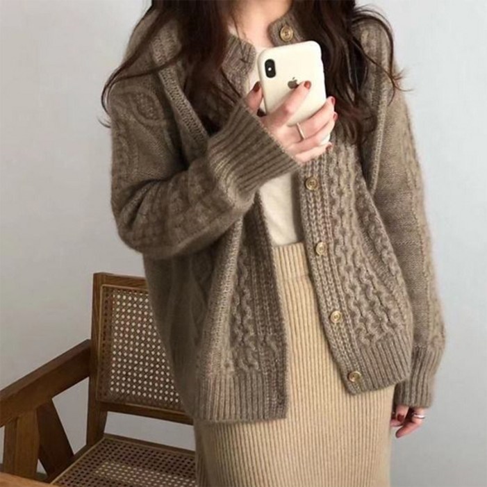 선빛 클레디 니트 가디건 꽈배기 루즈핏 가을 겨울 아우터