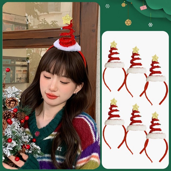크리스마스 산타 루돌프 머리띠 성탄절 파티용품 홈파티 6개