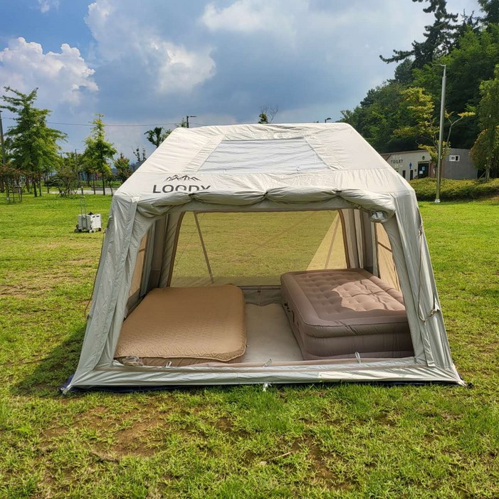 루디 자충 가벼운 에어텐트 초경량 자동설치 TPU창 펌프 내장형 백패킹 피크닉 캠핑 에어텐트 23인용