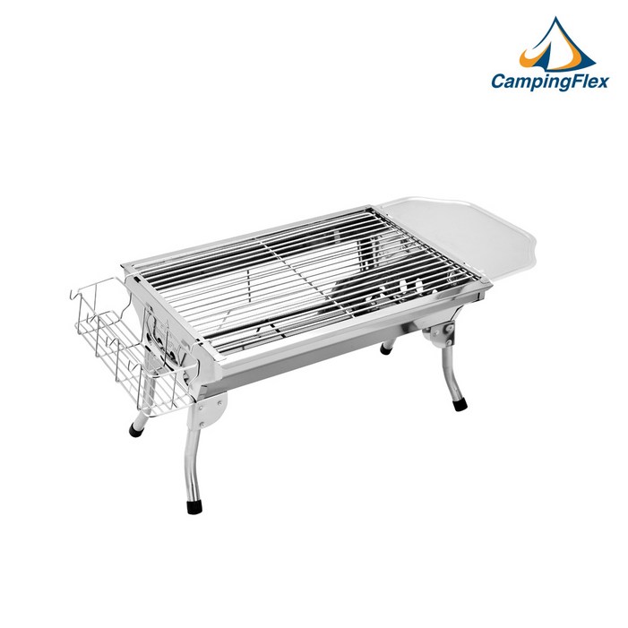 캠핑플렉스 플렉스 그릴 접이식 스테인레스 바베큐그릴 야외용 캠핑화로대 BBQ 용품 숯불구이 숯불그릴 화로대, 1개