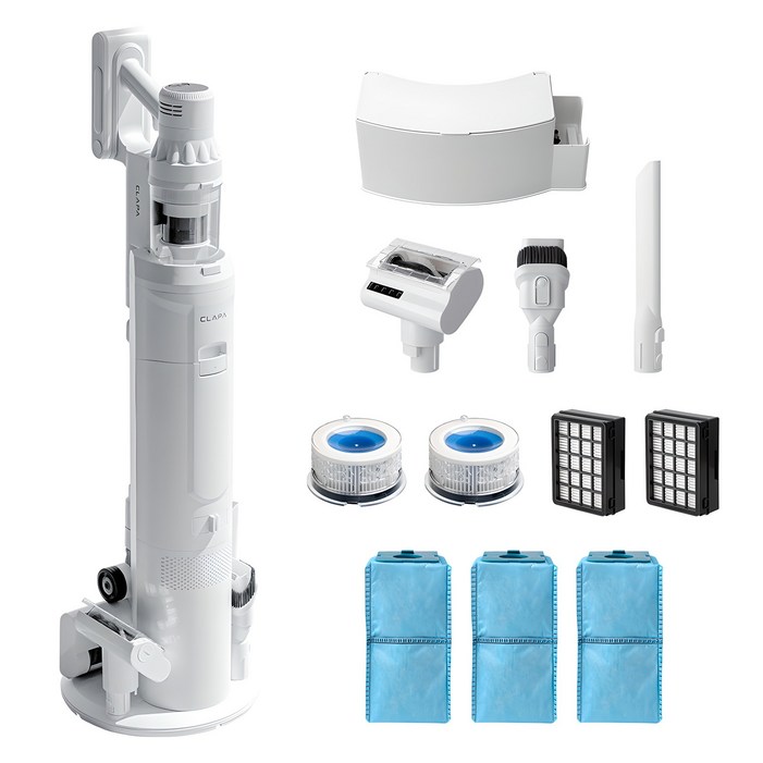 클래파 520W 엘리트 타워 자동 먼지비움 무선 청소기 세트 BVCT500W, 화이트, BVCT500W