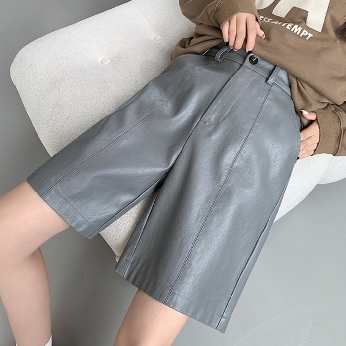  S2XL까지 허리 뒷밴딩 가죽 5부 팬츠
