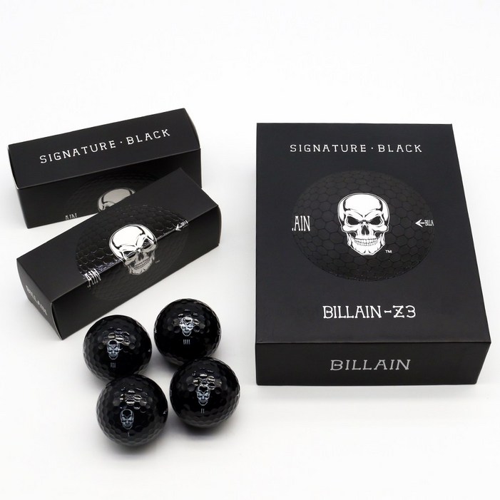 Ver.26 고탄력골프공 BILLAINZ3 BLACK 빌런Z3 검정색 시그니처 블랙 3피스 우레탄 12구 세트, 블랙, 1세트, 12개입