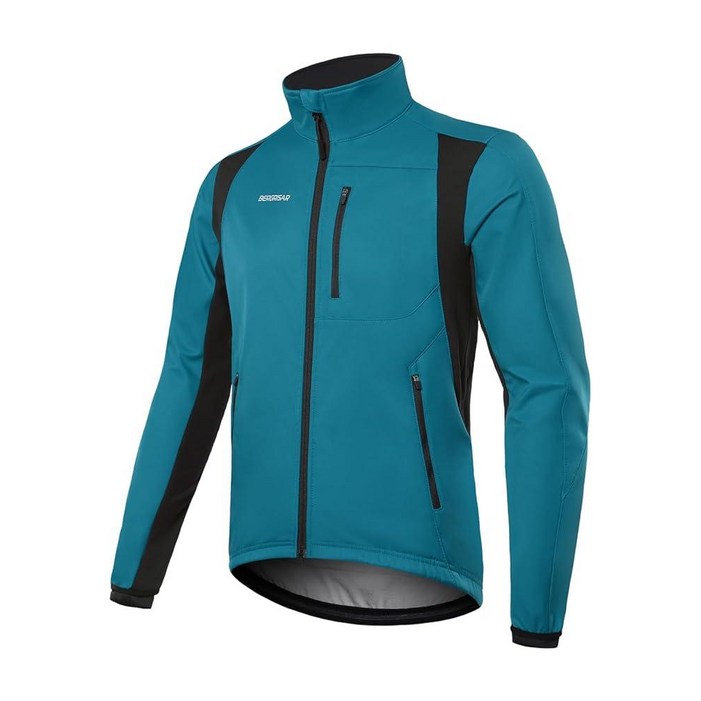 BERGRISAR 남성용 겨울 사이클링 재킷 소프트쉘 방풍 보온 플리스 바이크 의류 러닝 윈드브레이커, 블루.129388