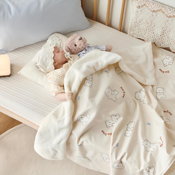 쁘리엘르 유아용 에디 극세사 양면 블랭킷