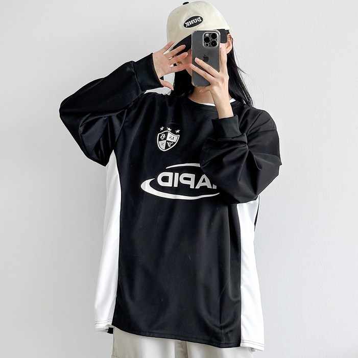 요즘핫한 라피드 저지 티셔츠 신축성굿 캐주얼 스포츠 클럽티셔츠 데일리 운동복 커플룩 오버핏 긴팔티