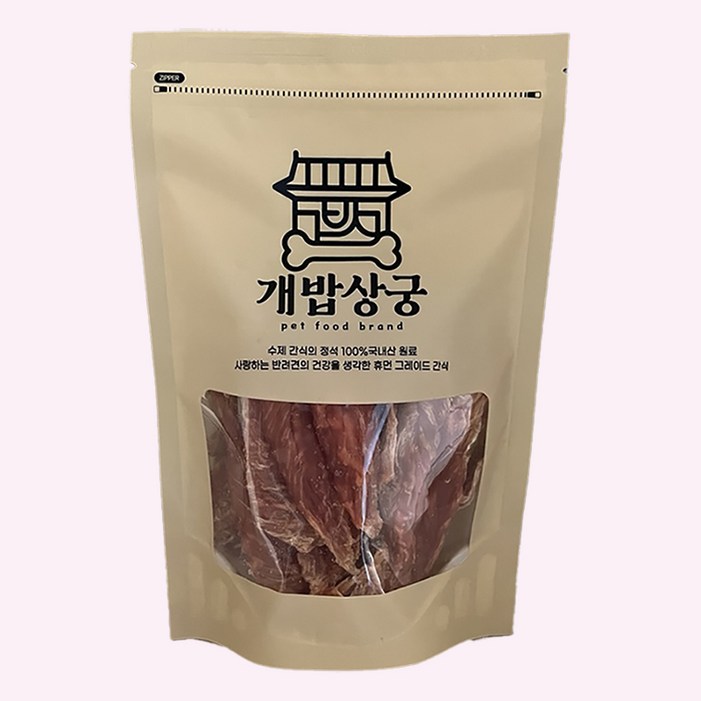 강아지 애견 국내산 육포 프리미엄 수제 간식 개밥상궁 대용량, 닭가슴살, 200g, 2개 강아지 애견 국내산 육포 프리미엄 수제 간식 개밥상궁 대용량, 닭가슴살, 200g, 2개