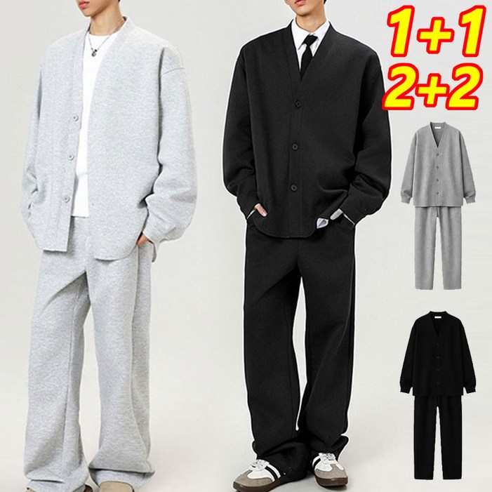 【140kg까지 착용 가능】빅사이즈 남성 캐주얼 세트 140kg까지 착용가능 빅사이즈 남성 캐주얼 세트 이지 오버 슈트