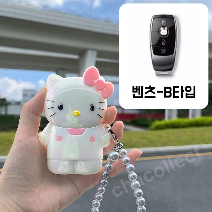 차콜렉트 키티 아이스 캐릭터 스마트키 케이스 키링 현대 기아 벤츠 BMW 자동차키 커버