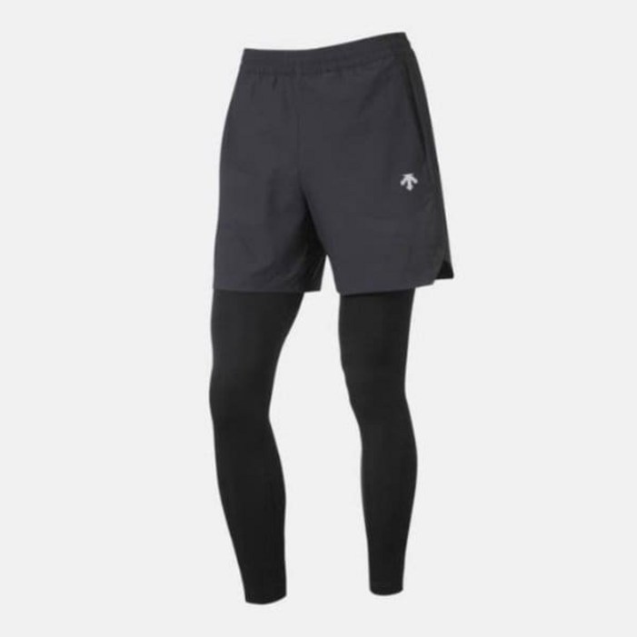 백화점 정품 데상트 바지 UQC SP321RKL71CHC 러닝 2 IN 1 하이브리드 레깅스 쇼츠 CHARCOAL GREY