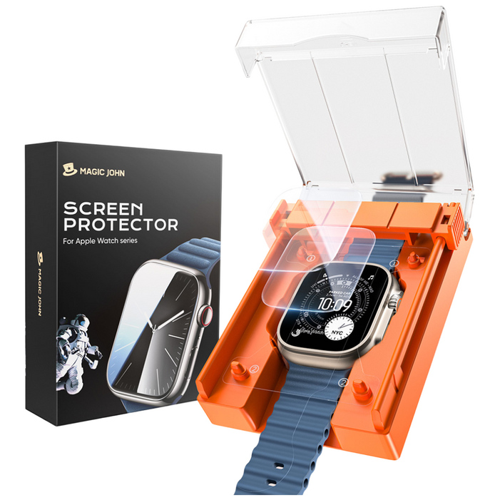 MAGIC JOHN 매직존 풀커버 애플워치 고화질 EPU 액정보호필름 이지툴 애플 적용, 2p, 1세트, 투명