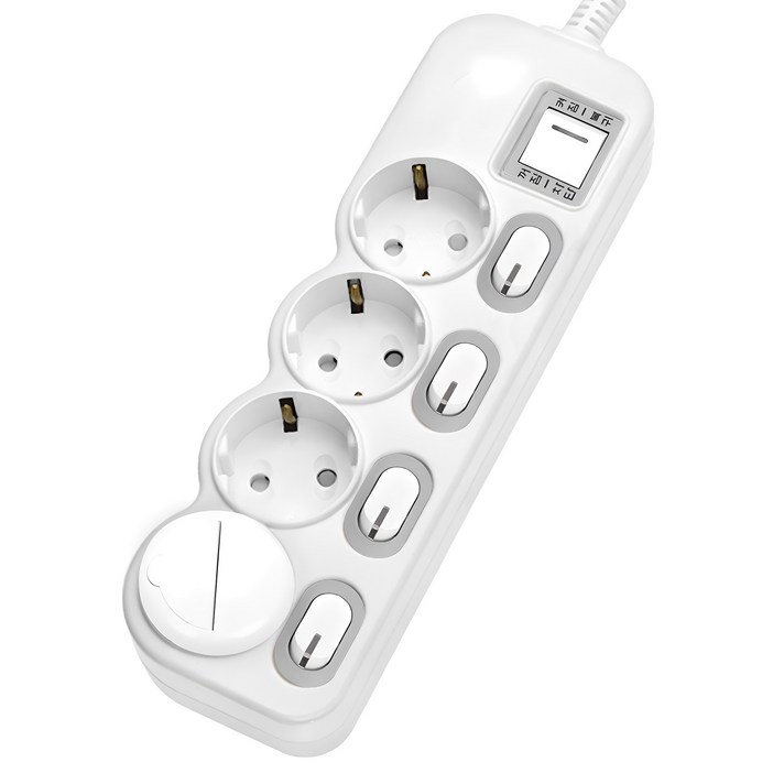 에코파워탭 LED 개별 과부하차단 멀티탭 전선형 4구 EPML304SS  안전커버 랜덤발송, 2m, 혼합색상, 1개