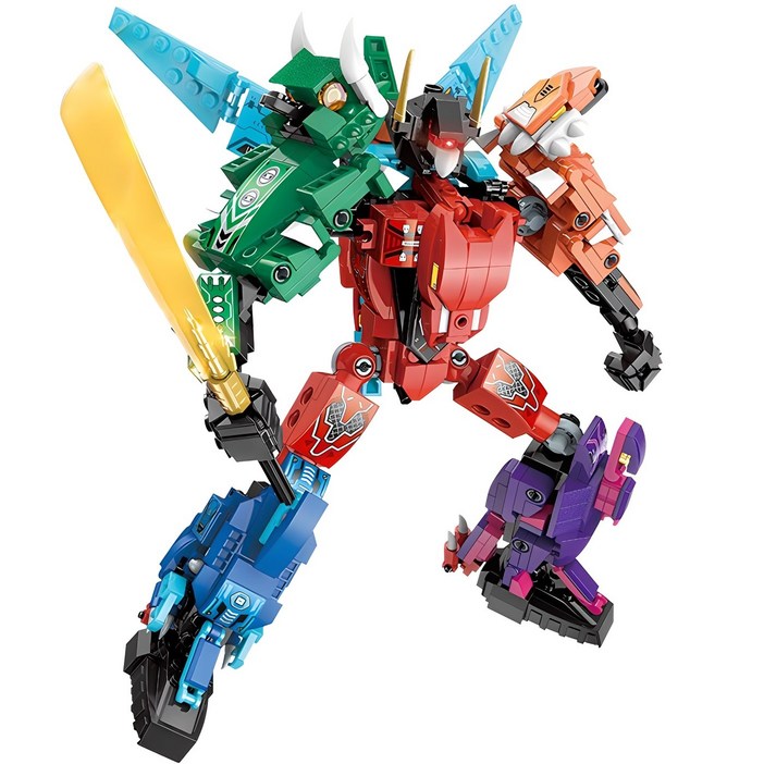 Pai 공룡 합체 변신 로봇 호환블록, 혼합색상, 1개