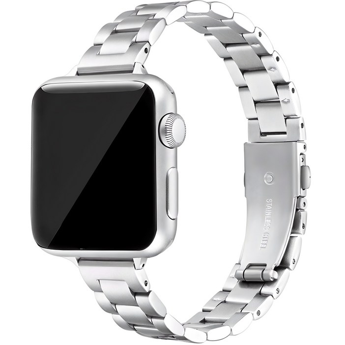 이츠라이프 애플워치 호환가능 여성용 슬림 메탈 스트랩 밴드 384041mm, 실버