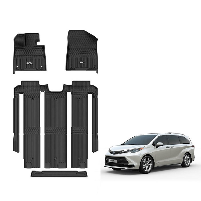 3W 에코라이너 TPE 카매트, 토요타 SIENA HYBRID 2021.04, BLACK