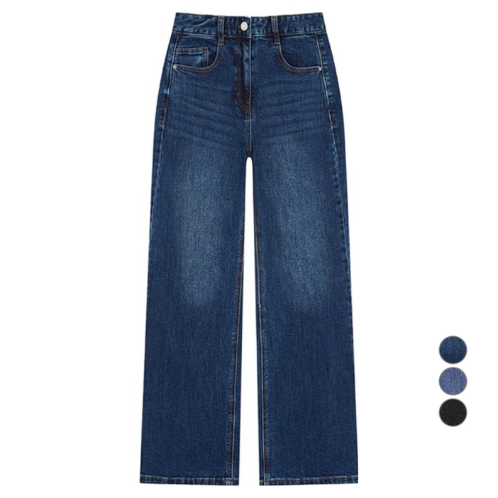 쉬즈미스 여성용 백 밴딩 와이드 데님 팬츠 SSMSLO32070