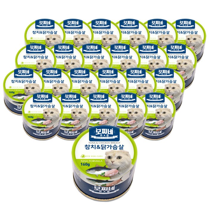 모찌네 생후 3개월 이상 고양이 츄릅 주식캔, 참치닭가슴살, 160g, 24개