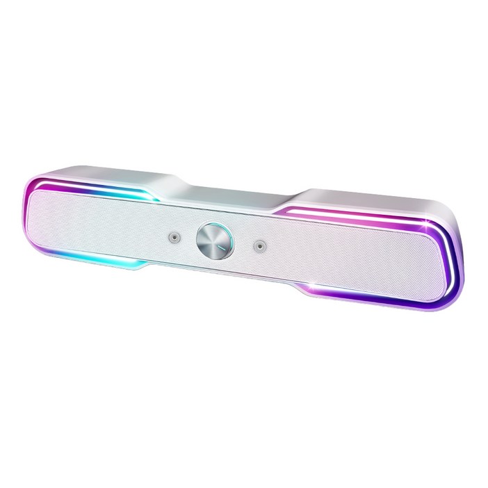 로이체 2채널 멀티미디어 RGB 레인보우 LED 게이밍 사운드바, 화이트에디션, RSBG5000