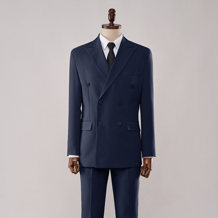 디엘크리 남성용 빅사이즈 베이직핏 더블 자켓  팬츠 정장세트