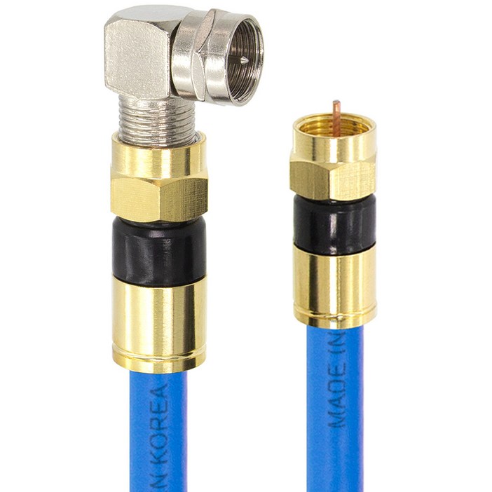 솔탑 국산 골드 고급형 RF 안테나 블루 꺾임 TV 동축 수제작 케이블 50M, SOLTOP-1257, 1개