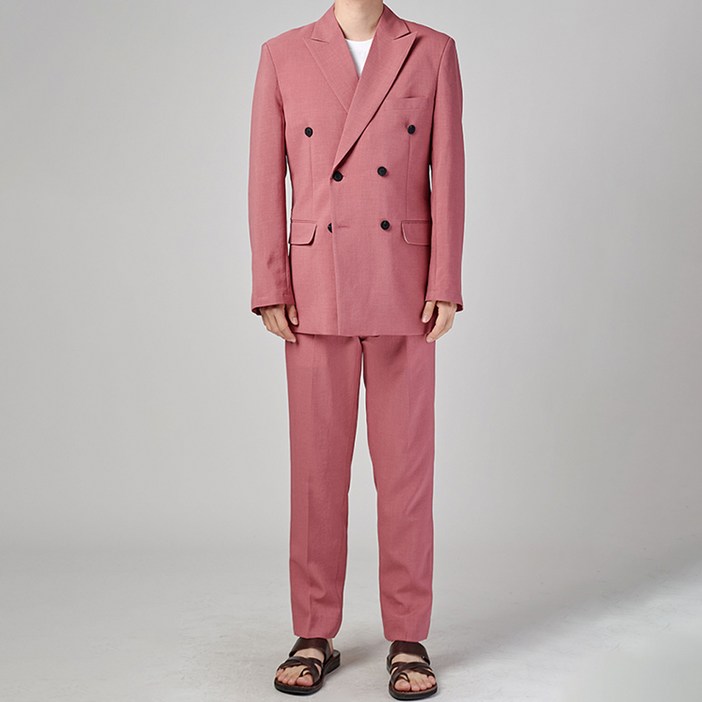 카포넬 남성용 린넨 데일리 플랩포켓 더블 수트  바지 정장세트 CU3002