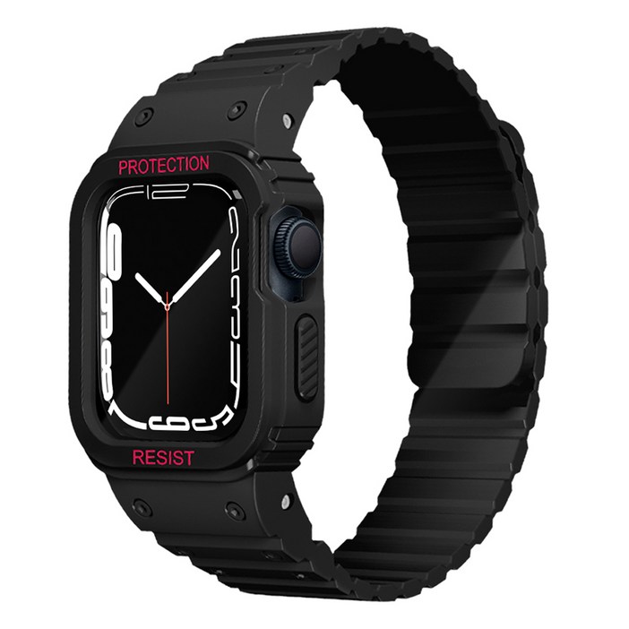 아이몰 애플워치 케이스 일체형 마그네틱 스트랩, 블랙, 1개