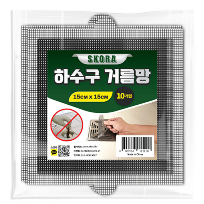 스코라 초강력 욕실 하수구 거름망 사각형 10p, 1개