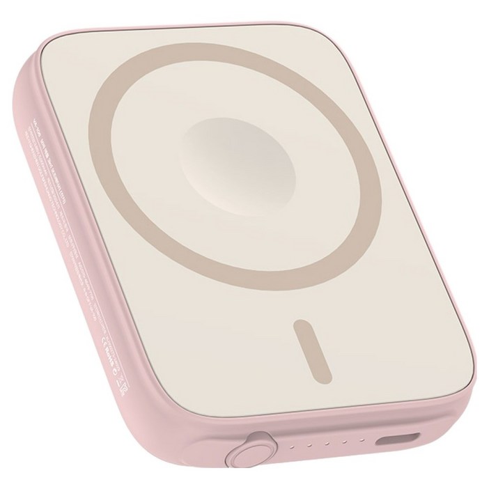 보바 3in1 맥세이프 워치 보조배터리 5000mAh, VA106애플워치, 핑크