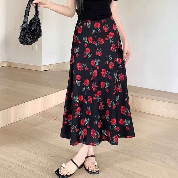 페이퍼먼츠 그릭블링 플라워 밴딩 롱 스커트 11686