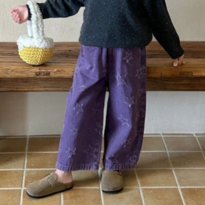 이유몽 아동용 치르포 스타 별 밴딩 데님 와이드 팬츠