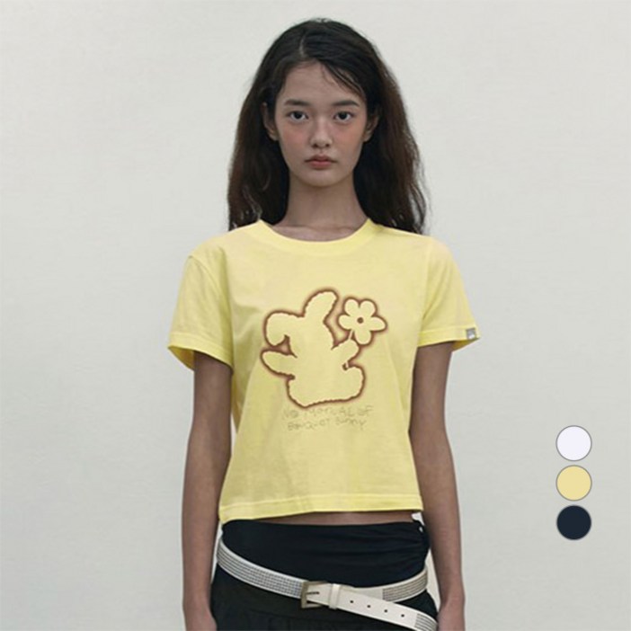 키르시 여성용 통기성 위티 버니 크롭 모달 티셔츠