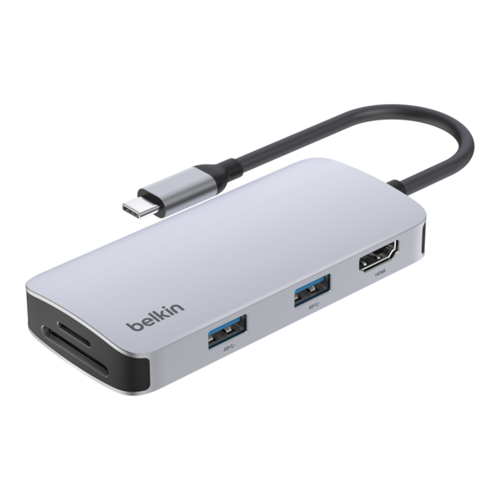 벨킨 USB C 5in1 멀티 포트 허브 어댑터 AVC007fqSGY V2, 실버 그레이, 1개 벨킨 USB C 5in1 멀티 포트 허브 어댑터 AVC007fqSGY V2, 실버 그레이, 1개