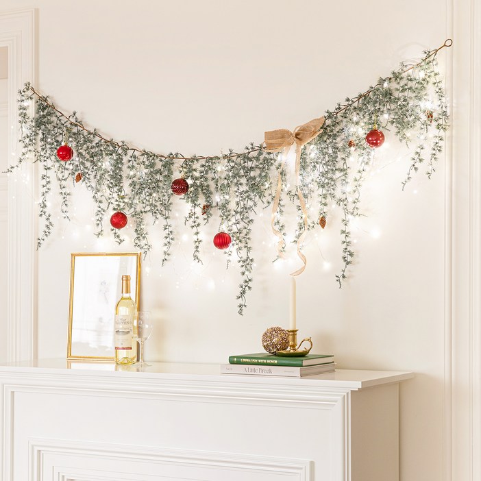 뷰티풀데코센스 조화 트리 가랜드 벽트리 오너먼트 은하수 LED 전구 225구리모컨 풀세트, 블루그레이, 1개