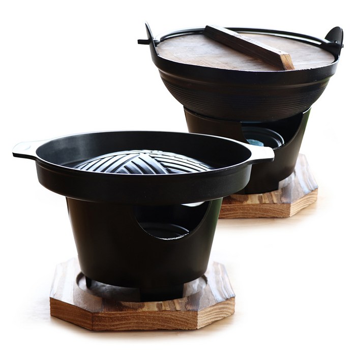 감성화로 + 그릴 + 샤브냄비 + 나무뚜껑 세트