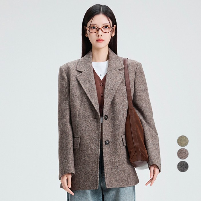 미쏘 여성용 테일러드 오버핏 울자켓